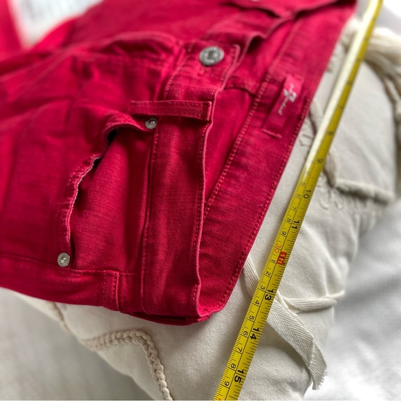 7 FOR ALL MANKIND | 28 | Frayed Hem Cigarette Skinny Cotton High Cropped Jeans - Picture 7 of 15